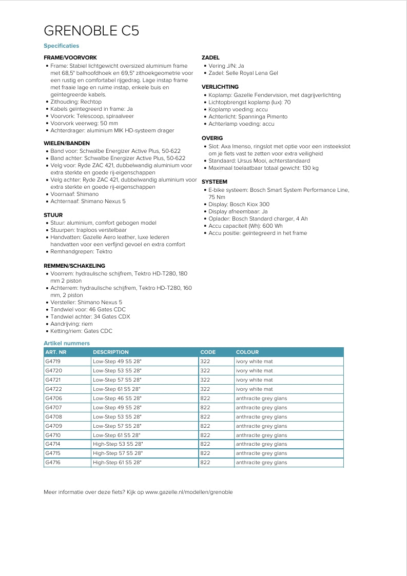 Gazelle Grenoble C5 (Ivory White mat)