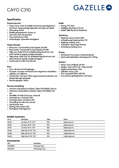 Gazelle Cayo C310 (Twilight Green mat)