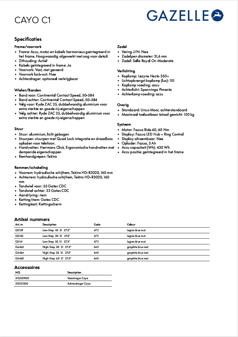 Gazelle Cayo C1 (Graphite Blue mat)