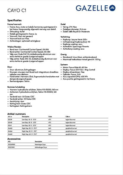 Gazelle Cayo C1 (Graphite Blue mat)